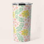Whimsical Flora - White, Light green, Light Pink, Yellow  Travel Mug Gallery Image 1