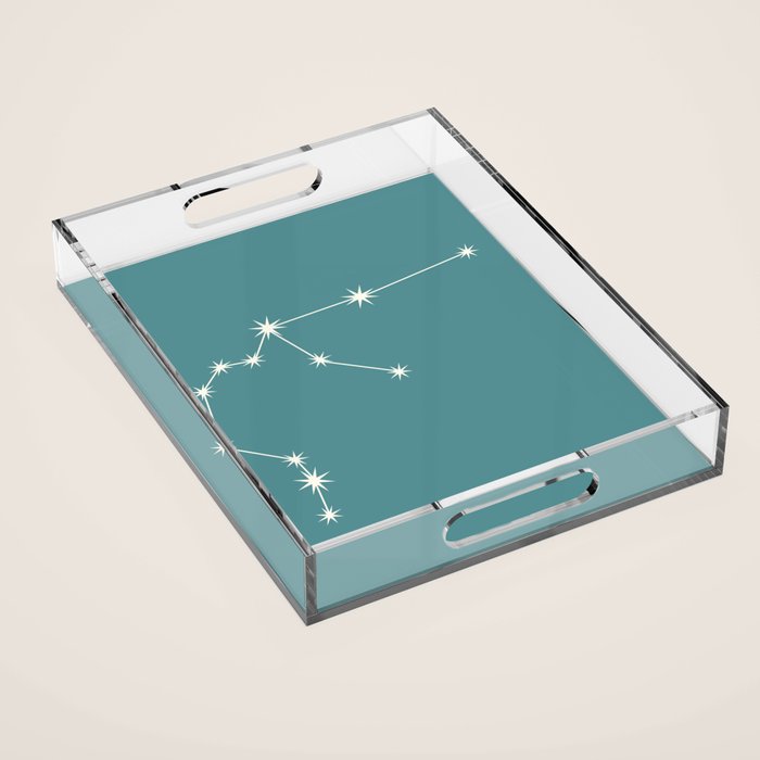 Aquarius Zodiac Star Constellation Line Art Teal Acrylic Tray Gallery Image 1