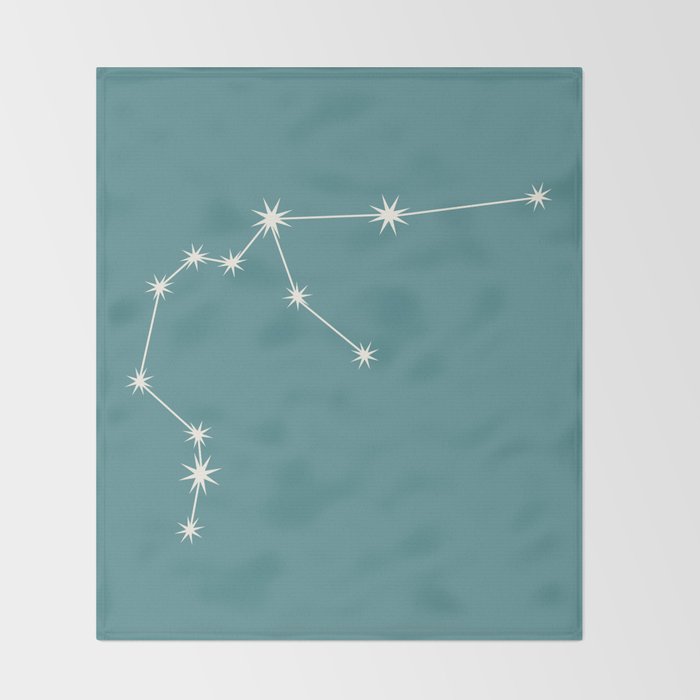 Aquarius Zodiac Star Constellation Line Art Teal Throw Blanket Gallery Image 2