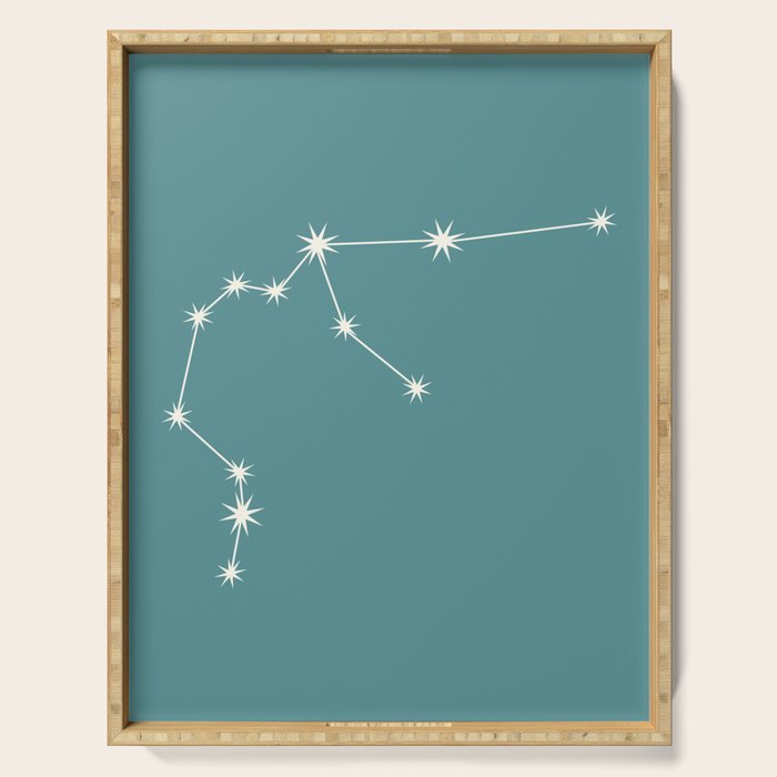 Aquarius Zodiac Star Constellation Line Art Teal Serving Tray Gallery Image 1