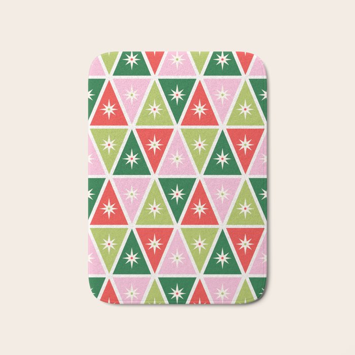 Retro Christmas Triangles Bath Mat Gallery Image 1