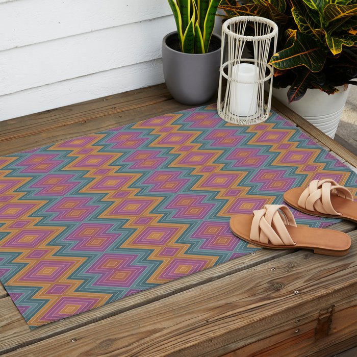 Boho Western Geometric Pattern II Outdoor Rug Gallery Image 2