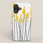 Hello Spring! Yellow/Black Retro Plants on White #decor #society6 #buyart iPhone Case Gallery Image 1