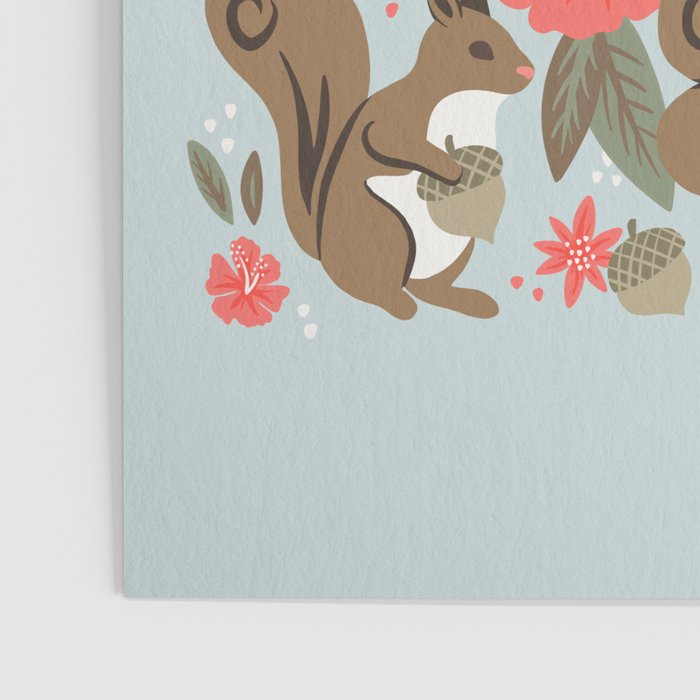 Squirrels & Blooms - Russet & Coral Poster Gallery Image 3