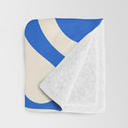 Retro Liquid Swirl Abstract Pattern in Cobalt Blue Cream Throw Blanket Gallery Image 3