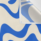 Retro Liquid Swirl Abstract Pattern in Cobalt Blue Cream Wall Tapestry Gallery Image 3