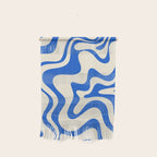 Retro Liquid Swirl Abstract Pattern in Cobalt Blue Cream Wall Hanging Gallery Image 1