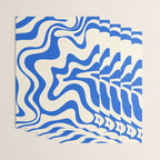 Retro Liquid Swirl Abstract Pattern in Cobalt Blue Cream Wrapping Paper Gallery Image 3