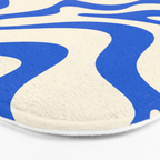 Retro Liquid Swirl Abstract Pattern in Cobalt Blue Cream Bath Mat Gallery Image 3