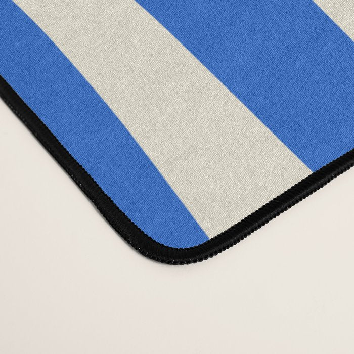 Retro Liquid Swirl Abstract Pattern in Cobalt Blue Cream Desk Mat Gallery Image 4