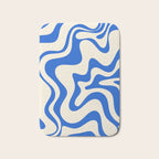 Retro Liquid Swirl Abstract Pattern in Cobalt Blue Cream Bath Mat Gallery Image 1
