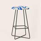 Retro Liquid Swirl Abstract Pattern in Cobalt Blue Cream Stool Gallery Image 1