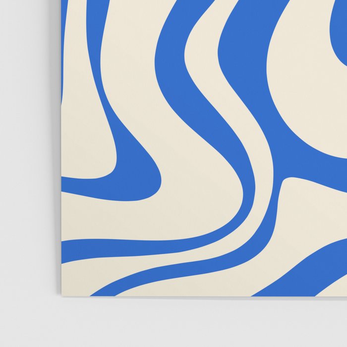 Retro Liquid Swirl Abstract Pattern in Cobalt Blue Cream Poster Gallery Image 3