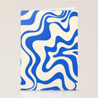 Retro Liquid Swirl Abstract Pattern in Cobalt Blue Cream Stationery Card Gallery Image 2