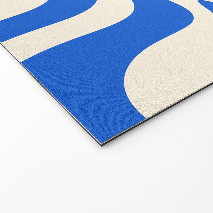 Retro Liquid Swirl Abstract Pattern in Cobalt Blue Cream Welcome Mat Gallery Image 2
