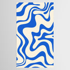 Retro Liquid Swirl Abstract Pattern in Cobalt Blue Cream Tablecloth Gallery Image 2