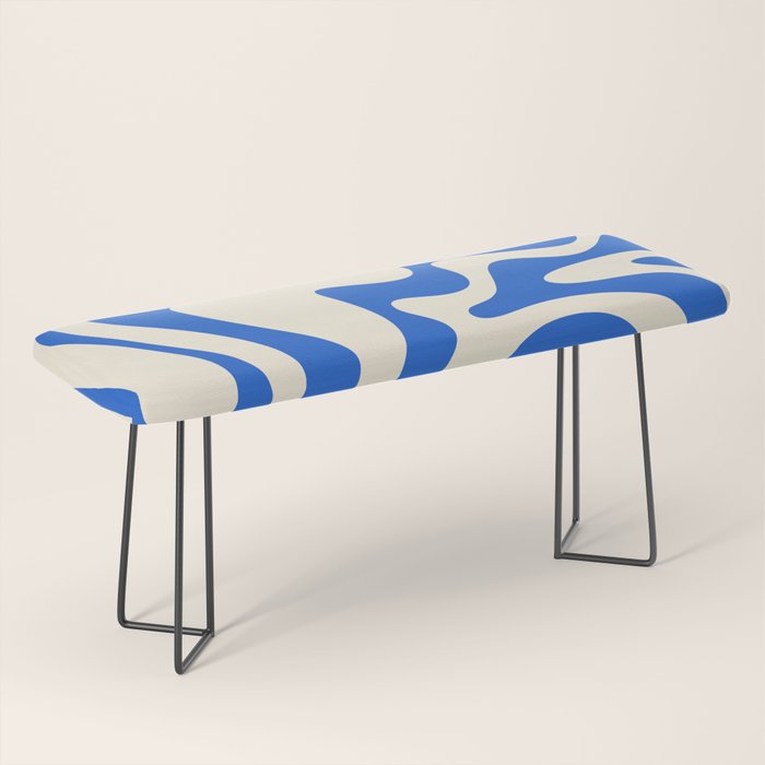 Retro Liquid Swirl Abstract Pattern in Cobalt Blue Cream Bench Gallery Image 1