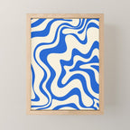 Retro Liquid Swirl Abstract Pattern in Cobalt Blue Cream Mini Art Print Gallery Image 1