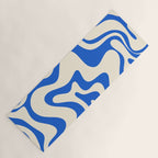 Retro Liquid Swirl Abstract Pattern in Cobalt Blue Cream Yoga Mat Gallery Image 1