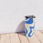Retro Liquid Swirl Abstract Pattern in Cobalt Blue Cream Travel Mug Gallery Image 4
