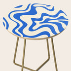 Retro Liquid Swirl Abstract Pattern in Cobalt Blue Cream Side Table Gallery Image 2