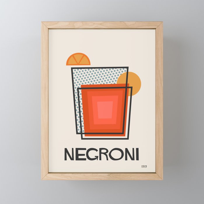 Negroni Minimalist Mid Century Modern Cocktail Print Mini Art Print Gallery Image 1