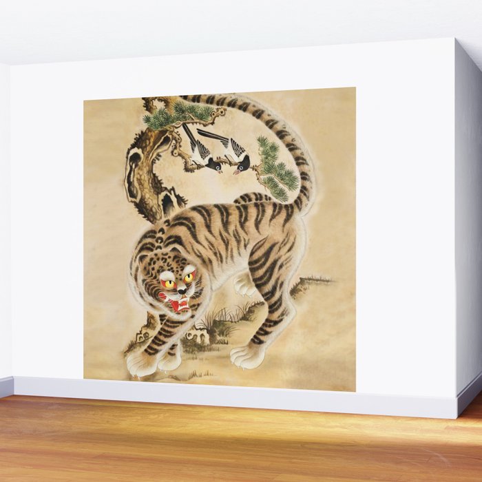Vintage Minhwa Tiger Under Pine Tree Wall Mural Gallery Image 2