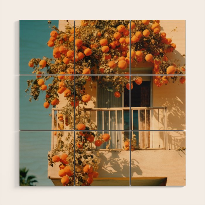 Californian Oranges in Summer Wood Wall Art Gallery Image 1