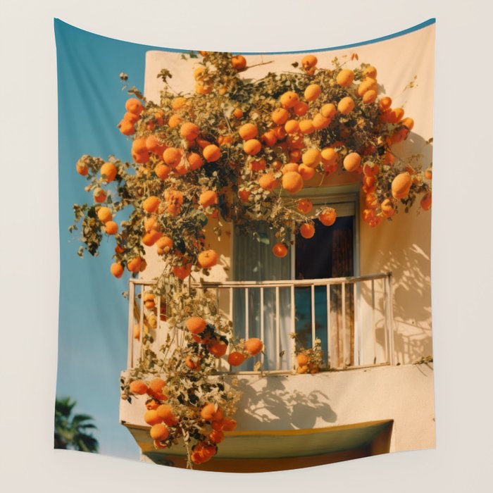 Californian Oranges in Summer Wall Tapestry Gallery Image 4