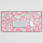 Pink terrazzo flooring seamless pattern with colorful marble rocks Desk Mat Gallery Image 1