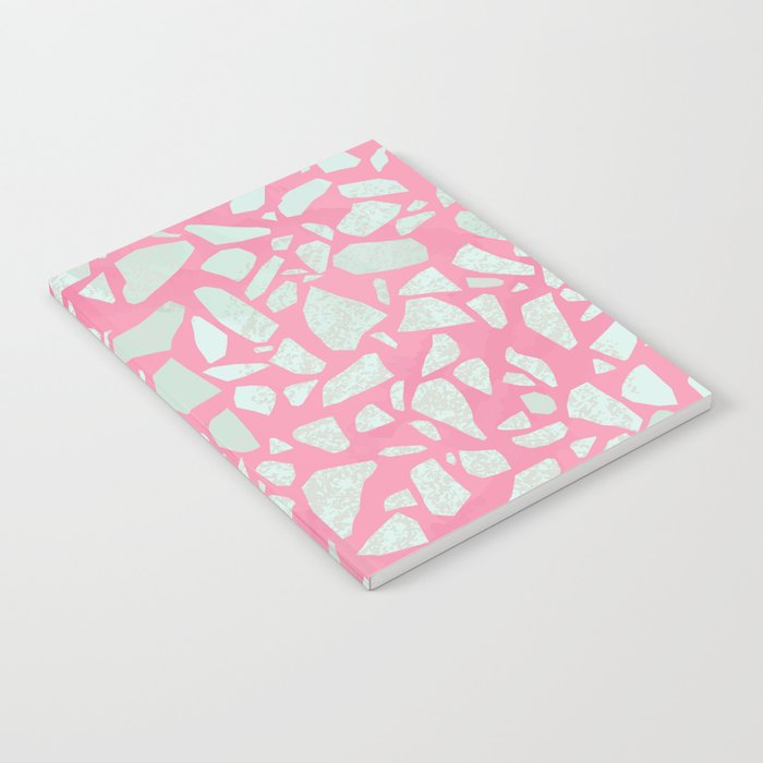 Pink terrazzo flooring seamless pattern with colorful marble rocks Notebook Gallery Image 2