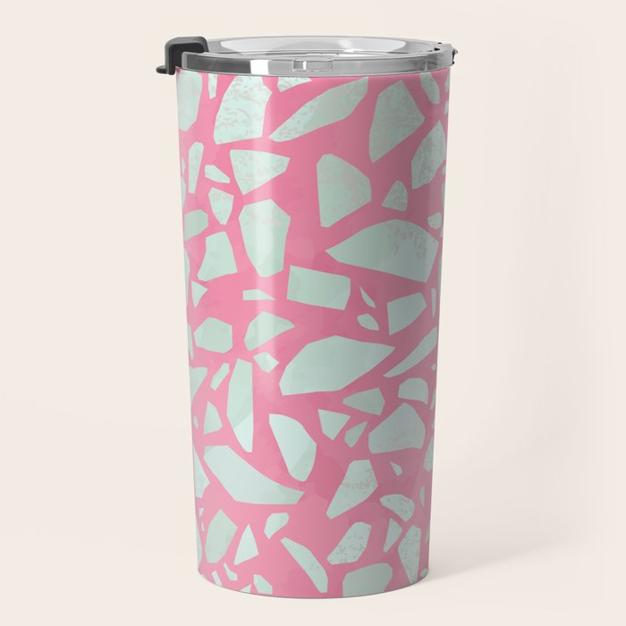 Pink terrazzo flooring seamless pattern with colorful marble rocks Travel Mug Gallery Image 3