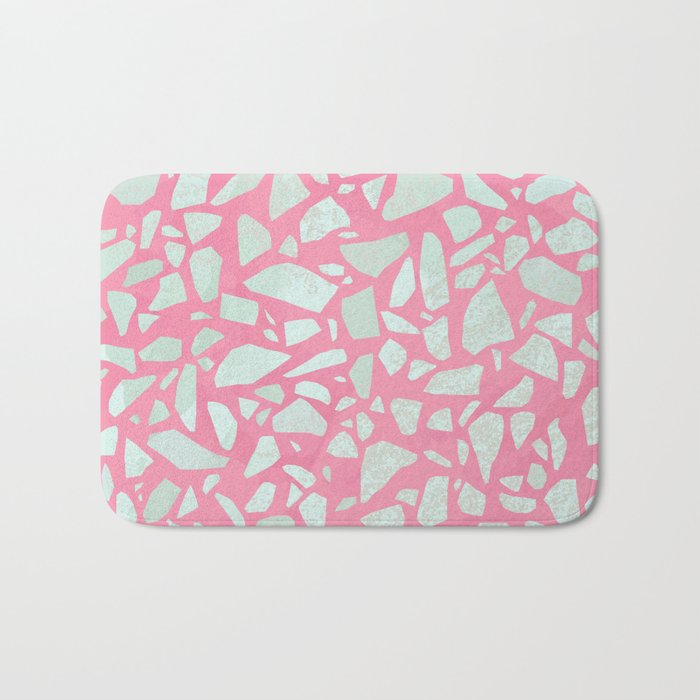 Pink terrazzo flooring seamless pattern with colorful marble rocks Bath Mat Gallery Image 1