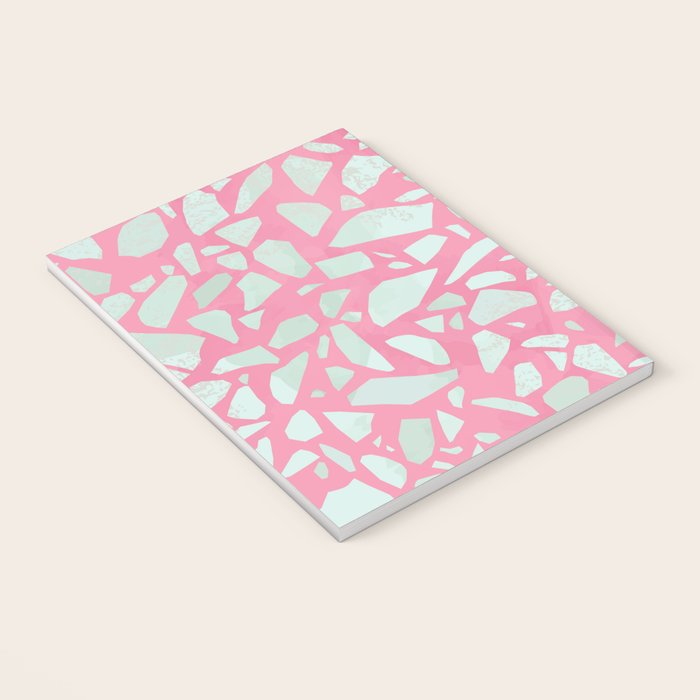 Pink terrazzo flooring seamless pattern with colorful marble rocks Notebook Gallery Image 3