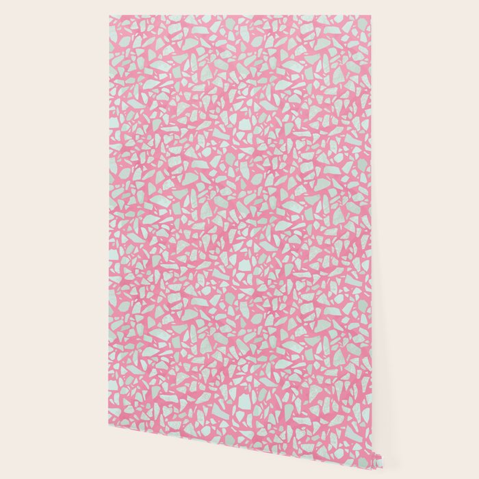 Pink terrazzo flooring seamless pattern with colorful marble rocks Wallpaper Gallery Image 2