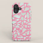 Pink terrazzo flooring seamless pattern with colorful marble rocks iPhone Case Gallery Image 1