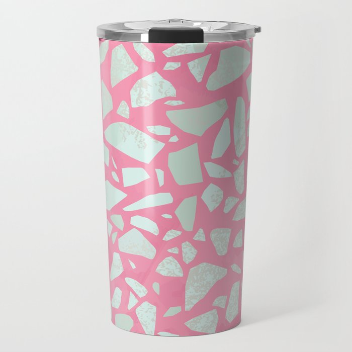 Pink terrazzo flooring seamless pattern with colorful marble rocks Travel Mug Gallery Image 1