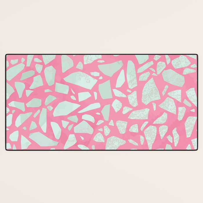 Pink terrazzo flooring seamless pattern with colorful marble rocks Desk Mat Gallery Image 3