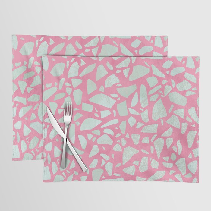 Pink terrazzo flooring seamless pattern with colorful marble rocks Placemat Gallery Image 1