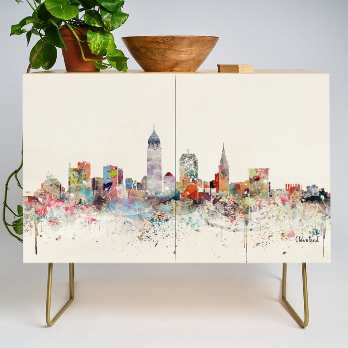 cleveland ohio skyline Credenza Gallery Image 1