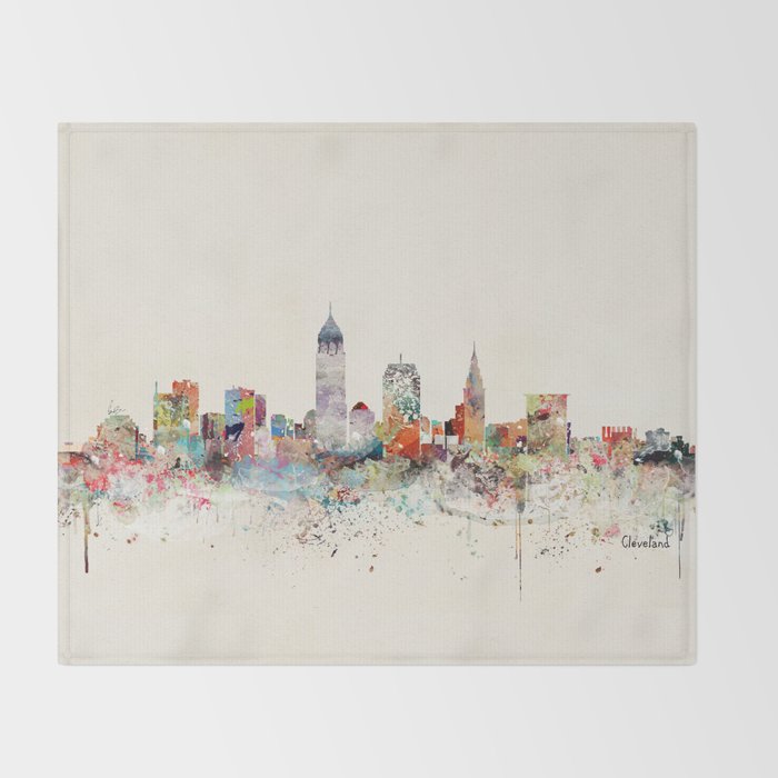 cleveland ohio skyline Throw Blanket Gallery Image 2