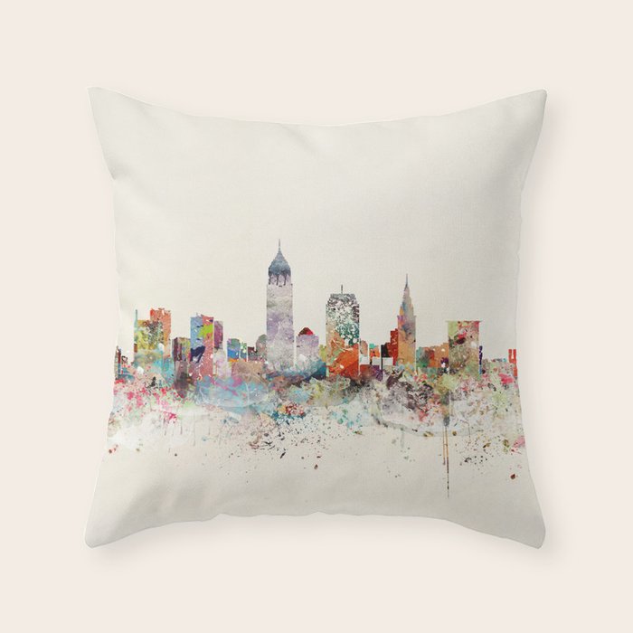 cleveland ohio skyline Throw Pillow Gallery Image 1