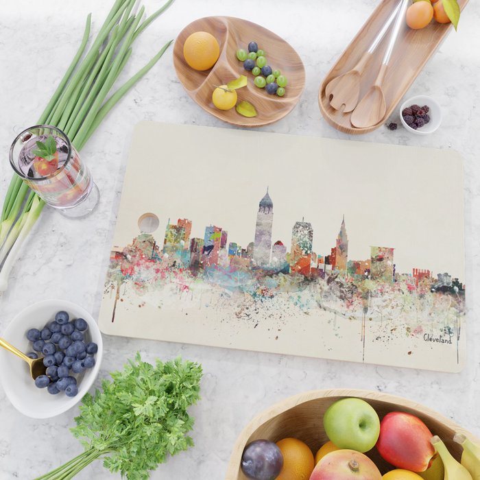cleveland ohio skyline Cutting Board Gallery Image 2