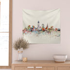 cleveland ohio skyline Wall Tapestry Gallery Image 2