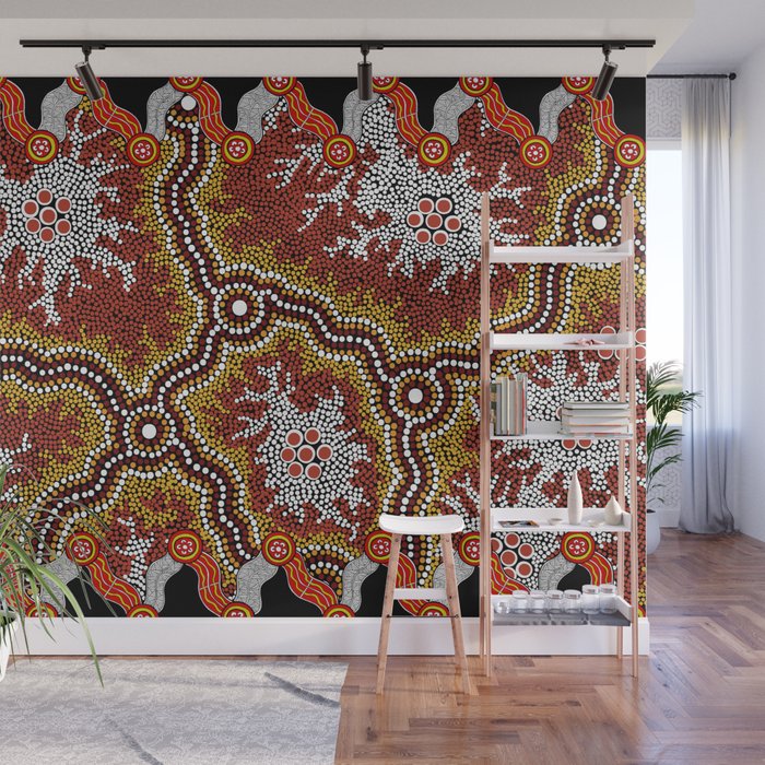 Aboriginal Art Authentic â Mountains Wall Mural Gallery Image 1