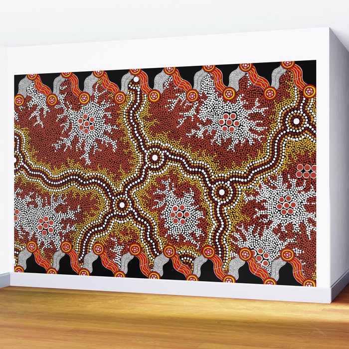 Aboriginal Art Authentic â Mountains Wall Mural Gallery Image 2