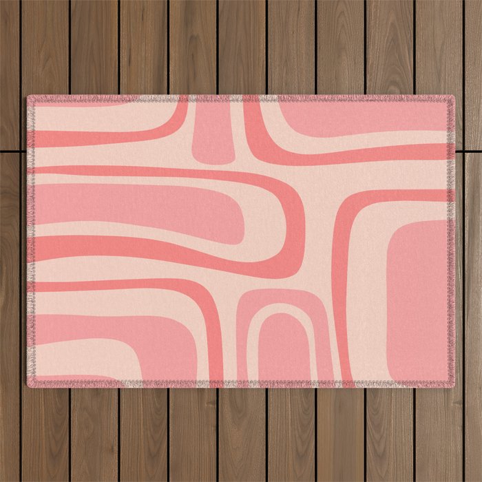 Palm Springs Midcentury Modern Abstract Pattern in Pink Outdoor Rug Gallery Image 1