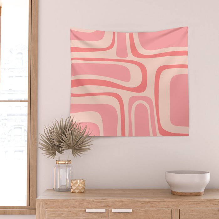 Palm Springs Midcentury Modern Abstract Pattern in Pink Wall Tapestry Gallery Image 2
