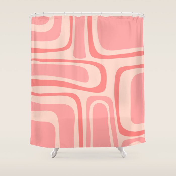 Palm Springs Midcentury Modern Abstract Pattern in Pink Shower Curtain Gallery Image 1