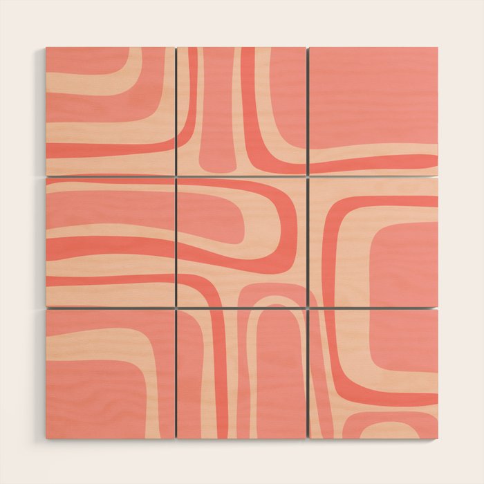 Palm Springs Midcentury Modern Abstract Pattern in Pink Wood Wall Art Gallery Image 1